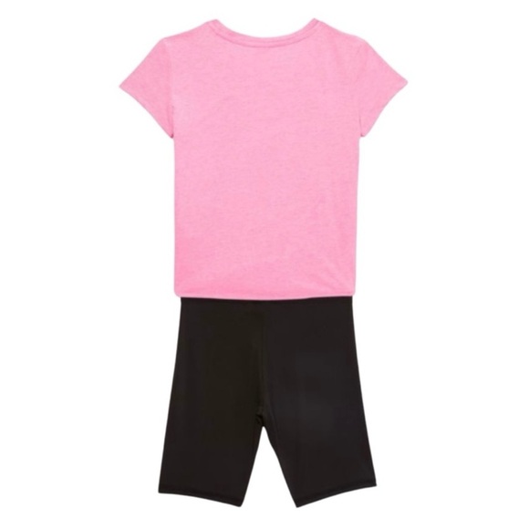 Puma Two Piece Logo T-Shirt & Biker Shorts Set SZ 7 Pink & Black Barbiecore - Picture 3 of 3